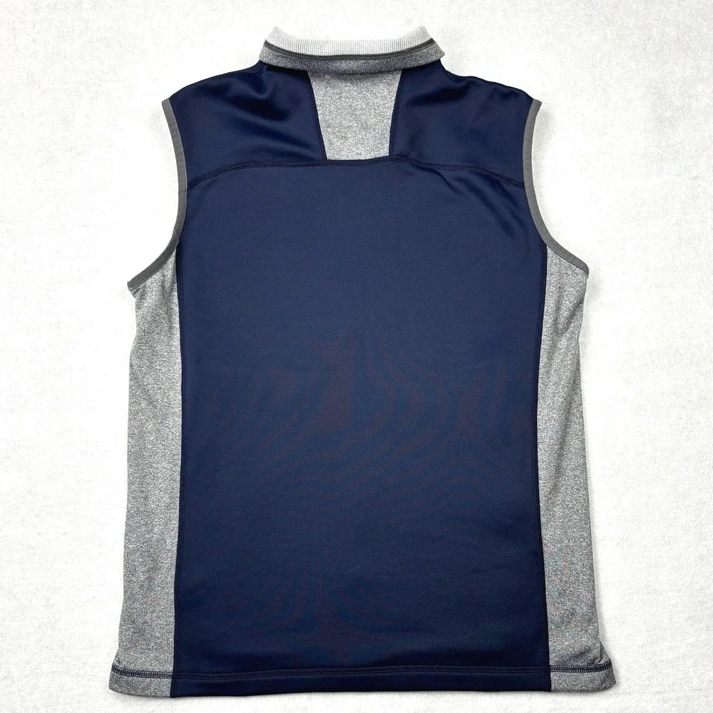 The North Face Vest Mens Small Navy Blue Gray Full Zip Grid Fleece Tech Gilet S